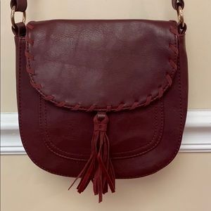 Avon Maroon Tasseled Crossbody Purse